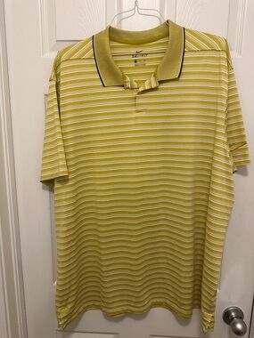 Nike Yellow Striped Dri-FIT Polo XXL